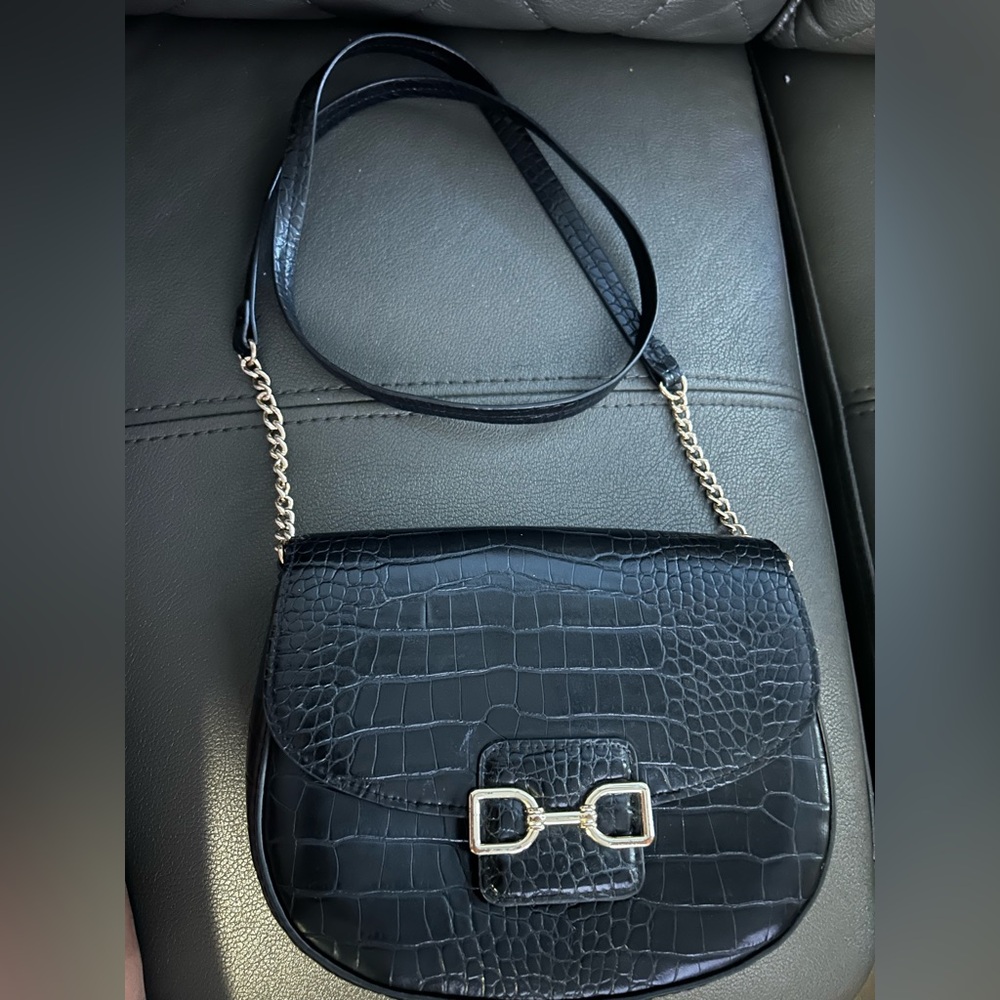 H&M Black Croc-Embossed Crossbody Bag